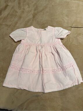 Sweet Pink Eyelet Cotton Dress for Girls - Unknown Brand